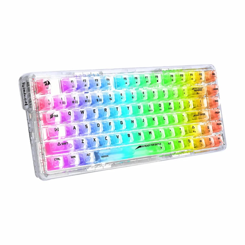 KEYBOARD REDRAGON ELF PRO K649 CT | کیبورد ردراگون مکانیکال گیمینگ ار جی بی شیشه ای بیسیم