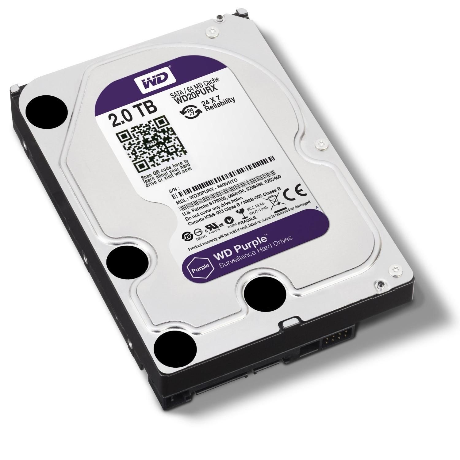 هارد اینترنال وسترن دیجیتال بنفش دو ترابایت WESTERN DIGITAL PURPLE 2TB - کارت های حافظه ( SSD - M2 - HARD )